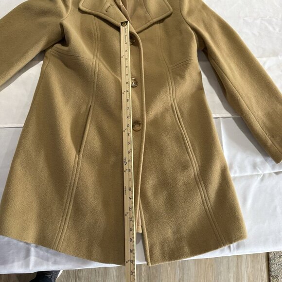 Anne Klein Womens Wool Blend Camel Coat With Button Closure Size L - Picture 14 of 16